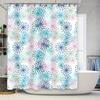 Vintage Blue Pink Shower Curtain Waterproof Bathroom Decor Modern Floral Pattern Fabric Shower Curtains for Home Decoration Size