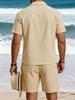 Mens Casual Loose Breathable Short Sleeve Shirt And Shorts Beach Set