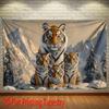 Majestic Tiger Family Tapestry Mother Tiger with Cubs In Snowy Mountains Wall Hanging Wild Animal Room Decor Extra Large Size