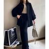 Two-Piece Long-Sleeve Lapel Shirt & Elastic Waist Trousers Suit