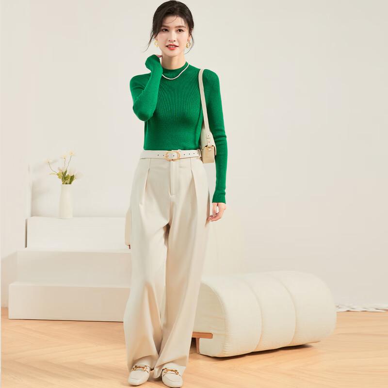 Jinjuan Women's Semi-Turtleneck Wool Sweater