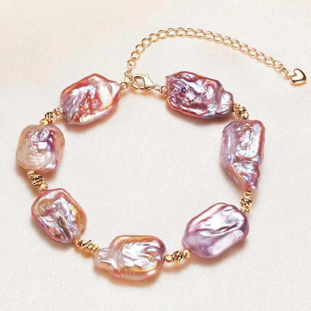 

Baroque Pearl Bracelet Irregular Pearl Bracelet Colorful Retro Personality