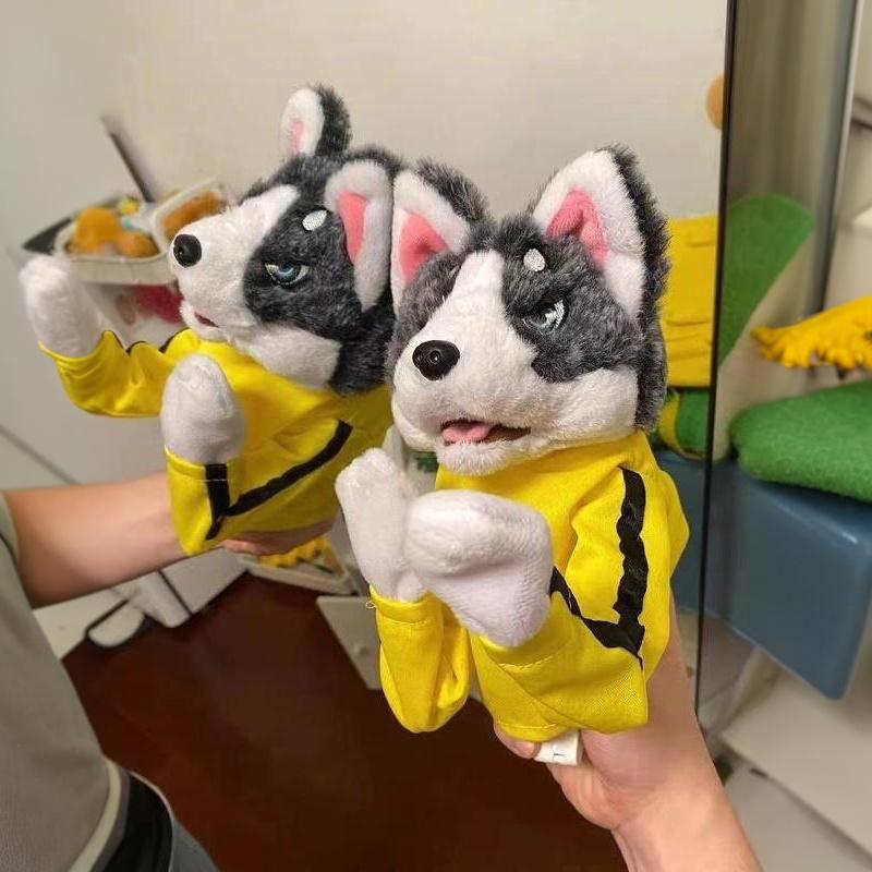 Boxing Husky Hand Puppet Interactive Stuffed Plush Glove Toy for Children Holiday Gift Role Play Activity