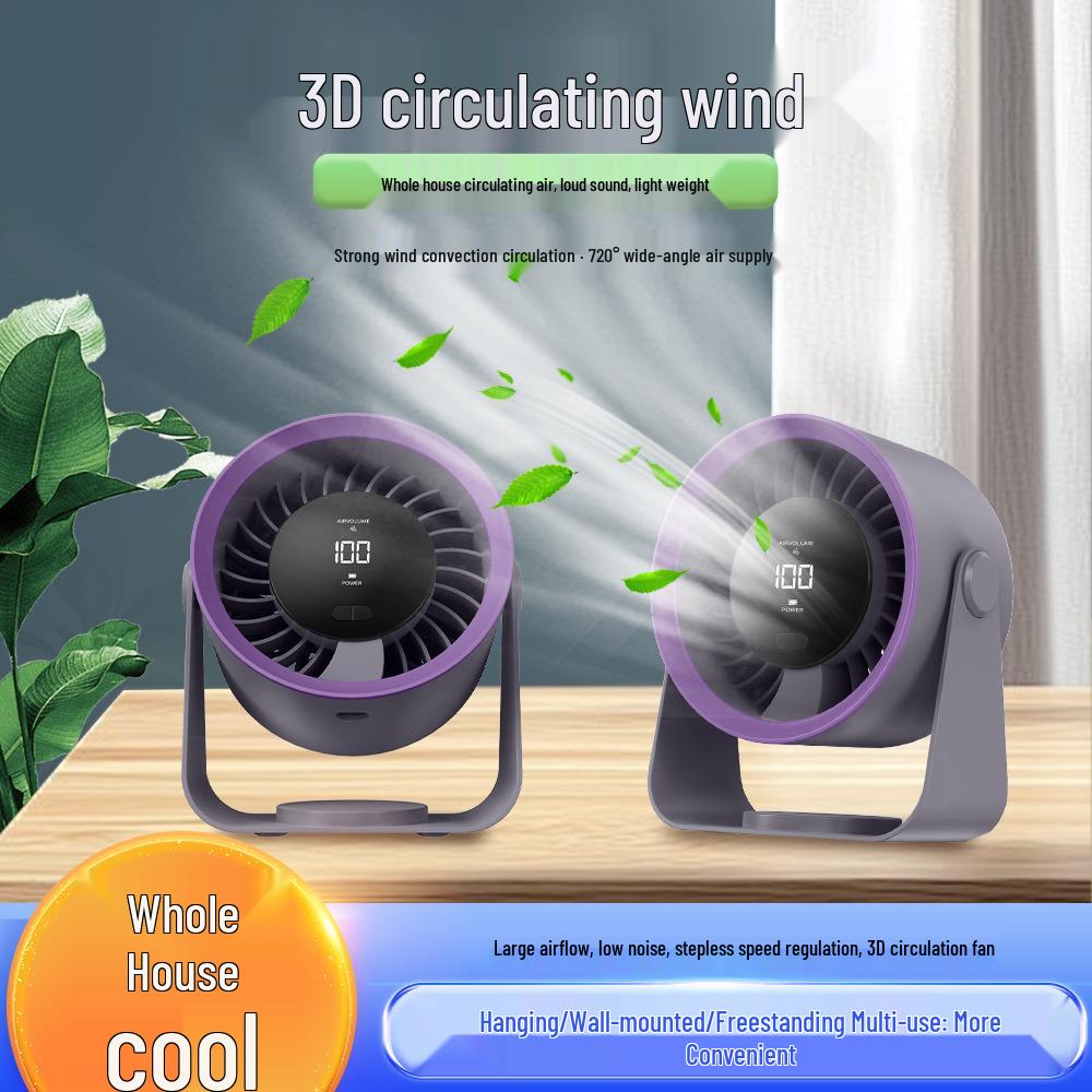 100-Speed Silent Wall-Mounted Digital Display Fan for Desktop, Dorm, Bedroom, Office, and Kitchen.