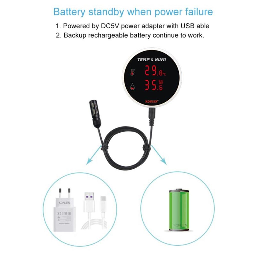 Tuya WIFI Hygrometer Thermometer Temperature Humidity Sensor With 3 Meter External Probe Smart Life Digital Monitor Remote Alarm