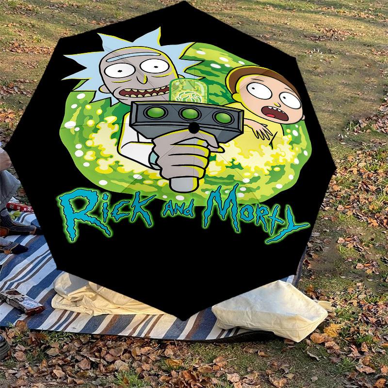 1PC Warner Rick Morty Automatic Open/Close Umbrella with Windproof, 105-Rib Sturdy Canopy, Durable Ribs1322A