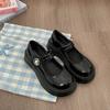 Fashion Platform Thick Heel Women Mary Jane Shoes Fashion Shallow Round Toe Shoes Casual Outdoor Street Style Single Shoes Black Loafers