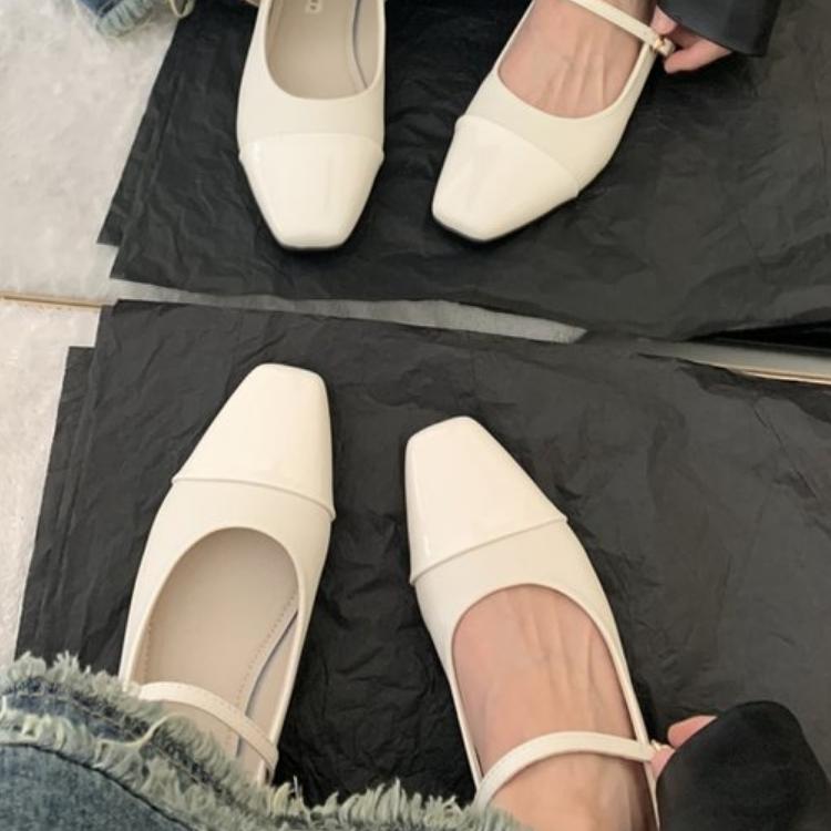 Women Flats 2024 Spring Autumn New Mary Jane Shoes Female Retro Square Toe Shallow Mouth Buckle Flat Shoes Ballet Shoes