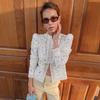 White Long Sleeve Lace Jacket with Notch Lapel