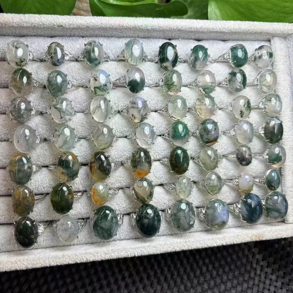 Natürlicher Moosachat-Ring mit einzigartiger Textur - Heiß verkaufender Kristall-Literatur-Schmuck