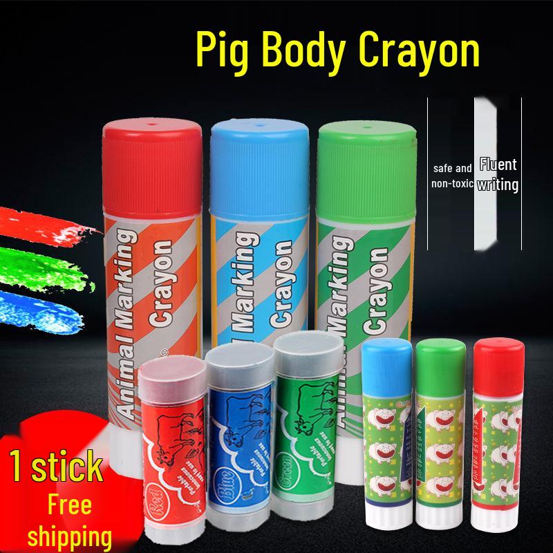 Tri-Color Pig Marking Crayon Set: Red, Green, Blue for Veterinary Use