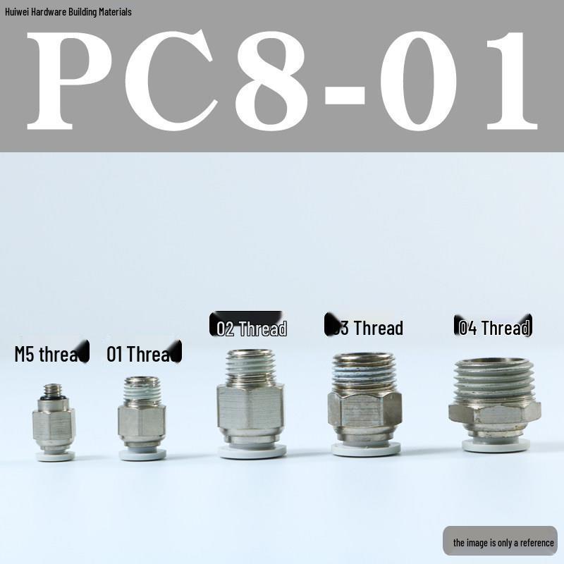 Pneumatic Push-to-Connect Air Hose Fitting - Quick Connectors PC6, PC8, PC12 (M5 Thread)