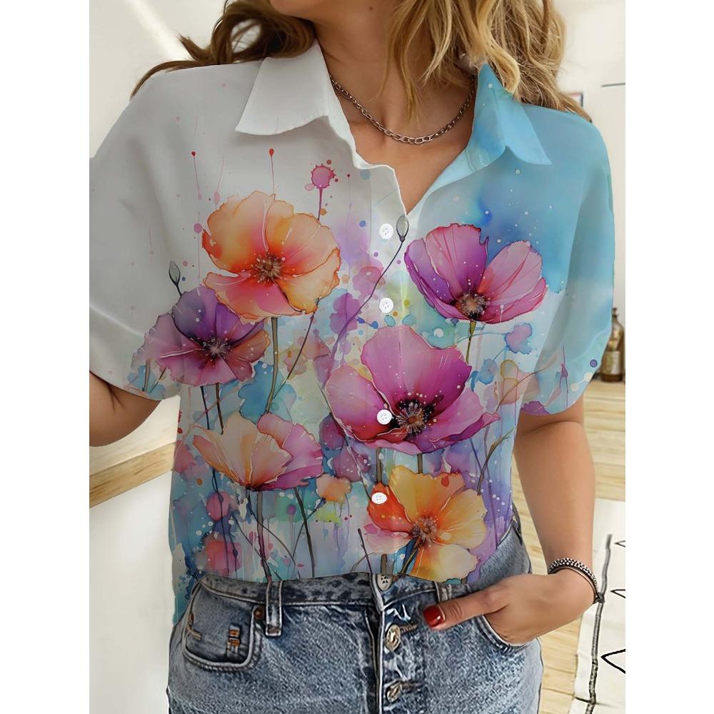 3D Printed Casual Beach Shirt Summer s unflower Blouse Women's Clothes