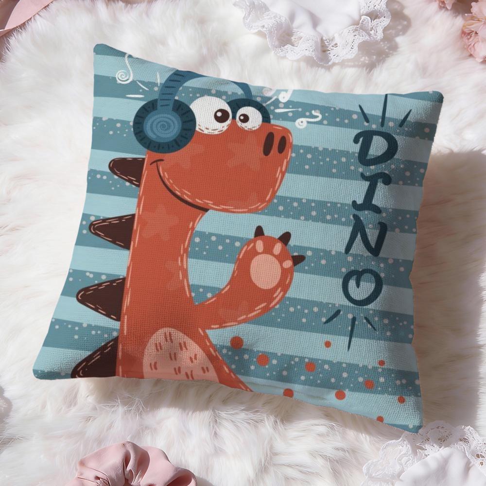 Cute Cartoon Dinosaur Cushion Cover Premium Comfort Reversible Pillow Cove -Two in One Design for Any Room & Car Interior