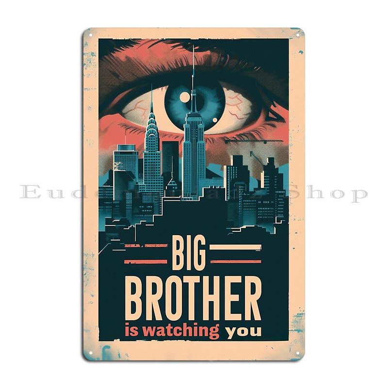 

Big Brother Is Watching You Metal Sign Club Mural Wall Decor Customize 1984 Big Brother Tin Sign Poster 20x30cm