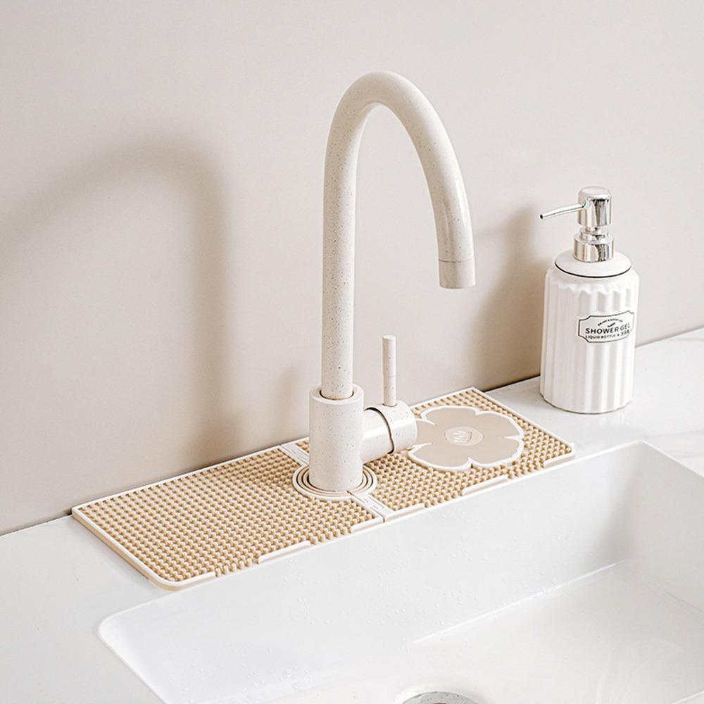 Durable Foldable Faucet Drain Pad Silicone Splash Proof Faucet Mat Faucet Water Catcher Mat Bathroom/Kitchen Accessories