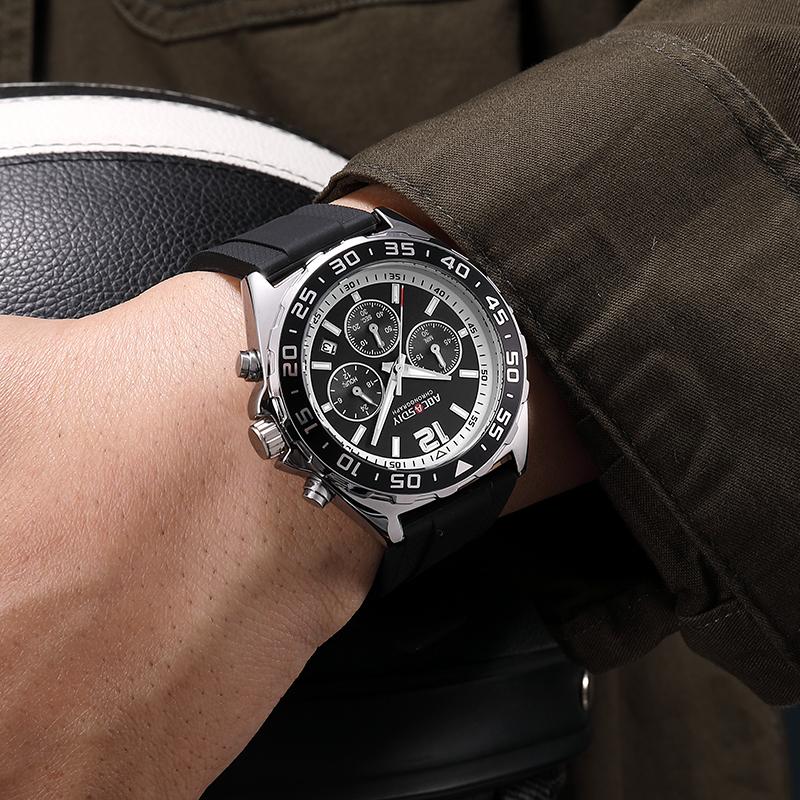 Mode Datum Quarz Herrenuhren Luxus Herrenuhr Chronograph Sport Herren Armbanduhr Relogio Masculino