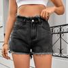 2026 Summer New Women's Casual Trendy Frayed Edge Solid Color Denim Shorts