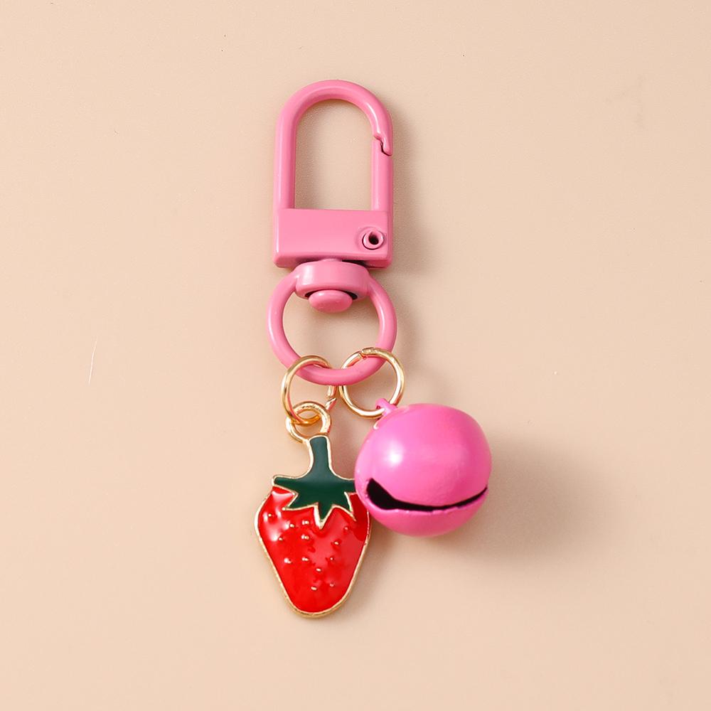 Cute Enamel Fruit Keychain Strawberry Watermelon Lemon Apple Key Ring for Women Girls Handbag Pendants DIY Jewelry Gift