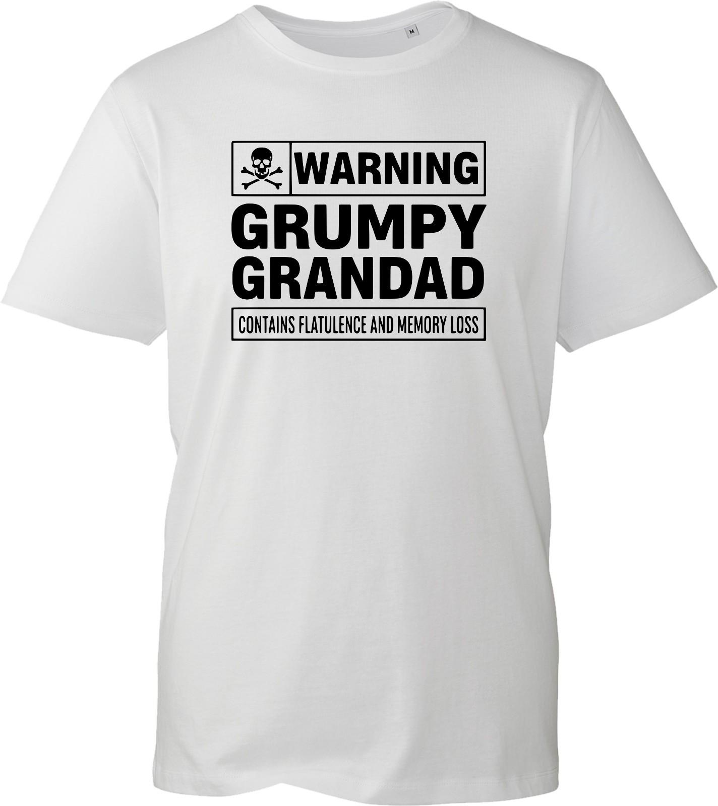 Grumpy Grandad T Shirt Funny Slogan Mens Tee Warning Black Cotton Gift Present S