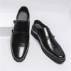 Britain Fashion Monk Strap Loafers New Men's Pointed Belt Buckle Leather Dress Casual Shoes Wedding Dress Homecoming Footwear