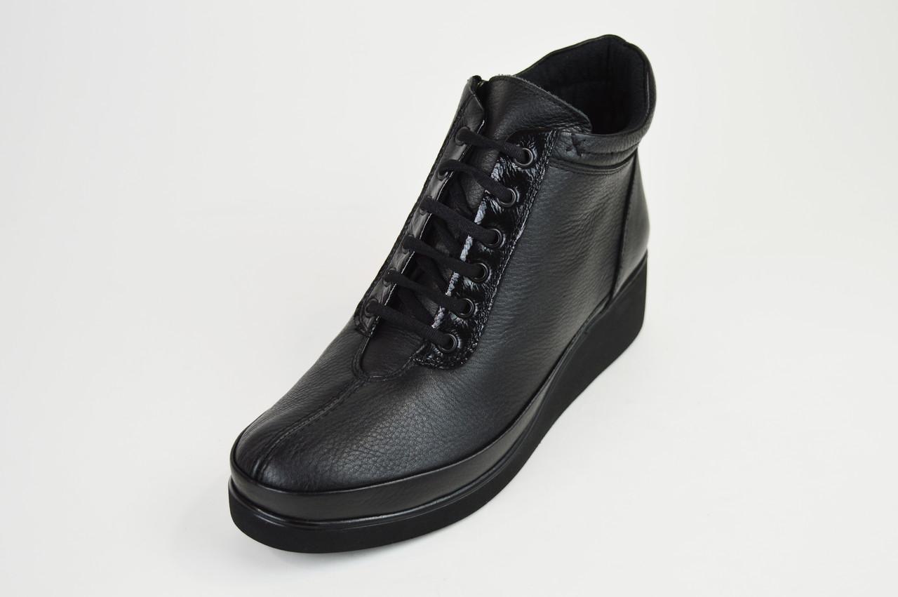 

Черевики на танкетці зимові Ripka 1019 36 Чорні шкіра цигейка 36 чорний