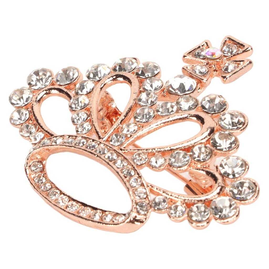 White Women Rhinestone Crown Brooch Stylish Decorative Female Ladies Rhinestone Breastpin