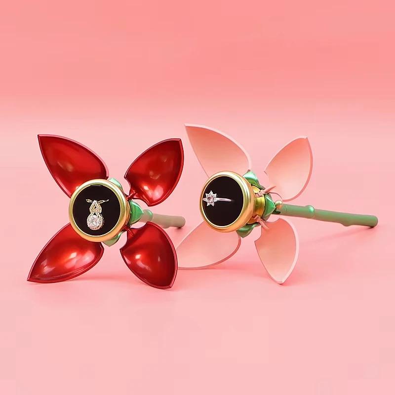 Dustproof Flower Proposal Ring Box Elegant Pink Auto Blooming Jewelry Box Waterproof Red Rose Ring Box Valentine's Day