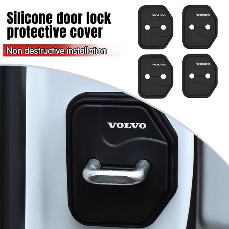 2/4Pcs Car Door Lock Buckle Silicone Protective Cover for Volvo Rdesign XC60 XC90 V40 V50 V60 S60 S80 S90 T6 AWD