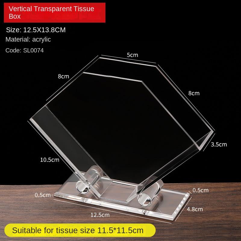 Acrylic Desktop Vertical Paper Towel Holder Restaurant Square Paper Towel Holder Household Transparent Tissue Holder