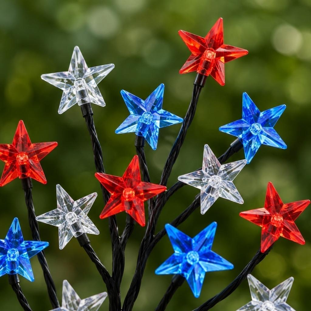 Solar Powered Star Branch Outdoor Stake Lights for Garden Yard Pathway Waterproof Decorative Landscape Lighting Set of 2