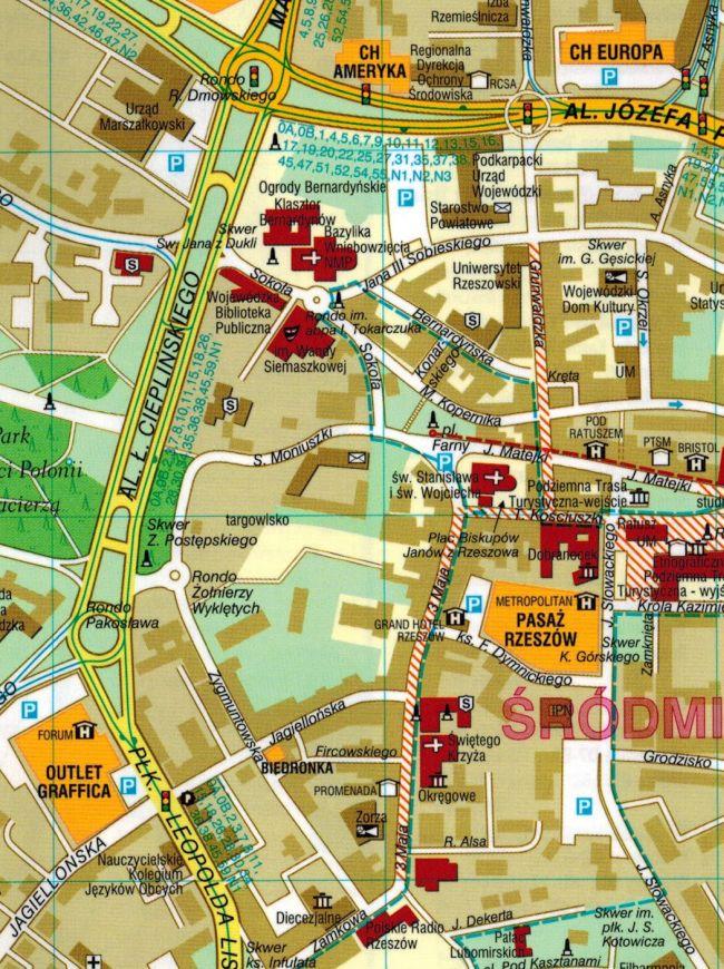 Rzeszów +3. Biecz, Jasło, Krosno. Laminated Map / City Plan. Wyd. 2023/2024. Demart