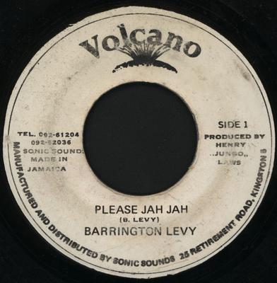 7inch Record BARRINGTON LEVY  Please Jah Jah NONE Volcano 1984 Jamaica Reggae Ska  Dub Used