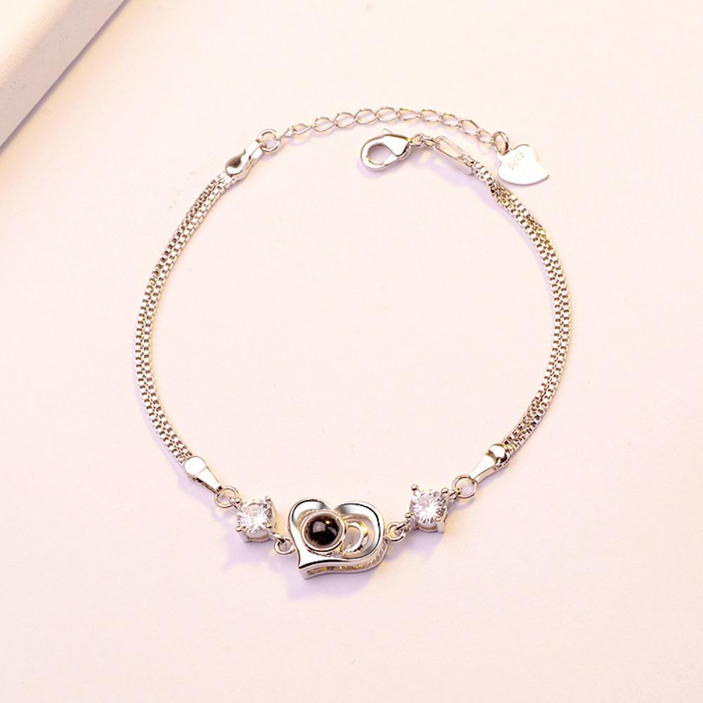 Love Heart Bracelet I Love You Memory Jewelry Romantic Gift for Women Valentines Day Present
