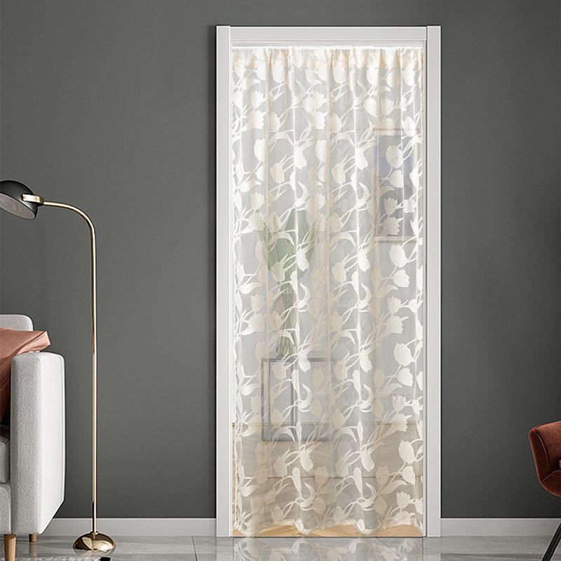 Beige Modern Einfach Tulpe Spitze Blume Türvorhang Wohnzimmer Esszimmer Arbeitszimmer Licht Luxus Premium Spitze Türvorhang
