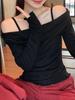 Women's Off-Shoulder Knit Sweater: Autumn/Winter Slim-Fit Pink Swing Neck