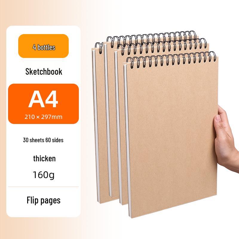 A4 Hardcover Spiralgebunden Verdicktes Skizzenbuch - Zeichenbuch für Kunststudenten mit losen Blättern 8K für die Grundschule.