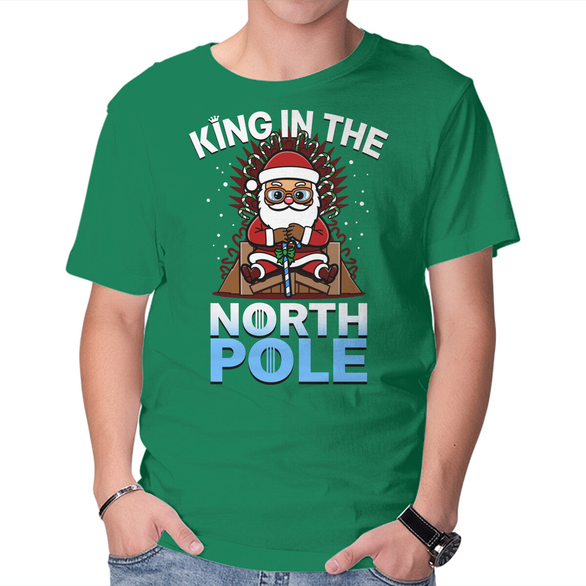 Unisex Crew Neck T-Shirt King In The North Pole Graphic Short Sleeve Casual Tee S