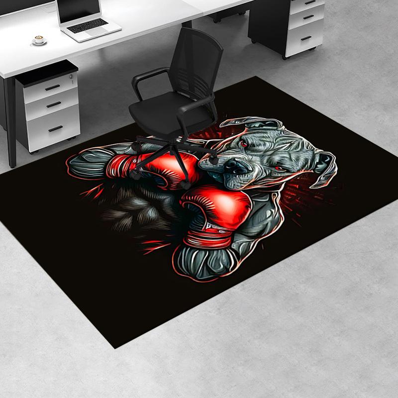 Boxing Dog Chair Mat Office Carpet for Home Decor, Oversized Rug for Sofa, Desk, Bedroom, Living Room, Gift Idea