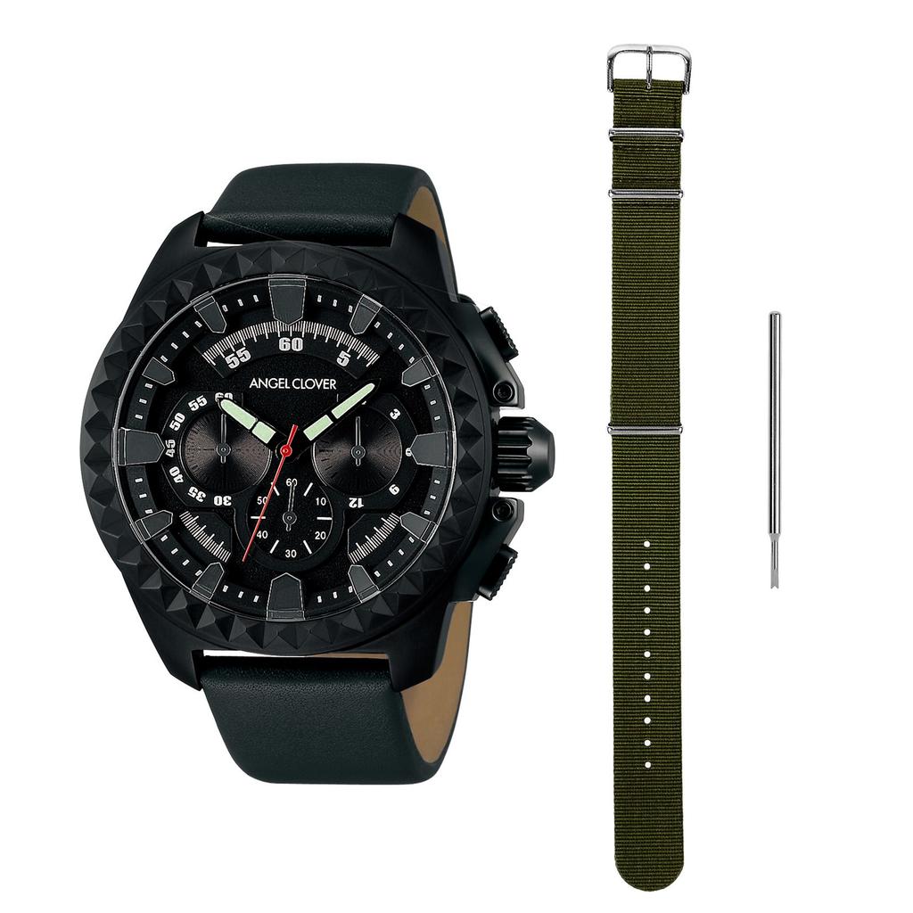 [Angel Clover] Watch Angel Clover Rugged Black Dial Stainless Steel Quartz 46MM Official Warranty RG46BBK-GRY Men's