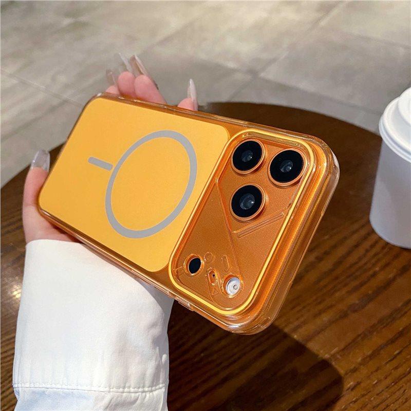 Applicable to iPhone17promax mobile phone case, thin ring magnetic attraction contrasting color, Apple 16 advanced sense 15 anti-drop protective case