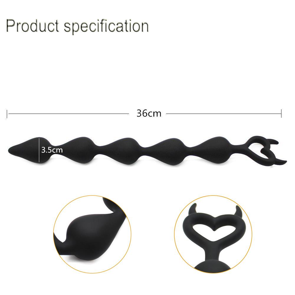 Silicone Back Court Pull Beads Anal Plug Tail Super Long Devil Pull Beads Anal Masturbation Device Anal Beads Couple Sex