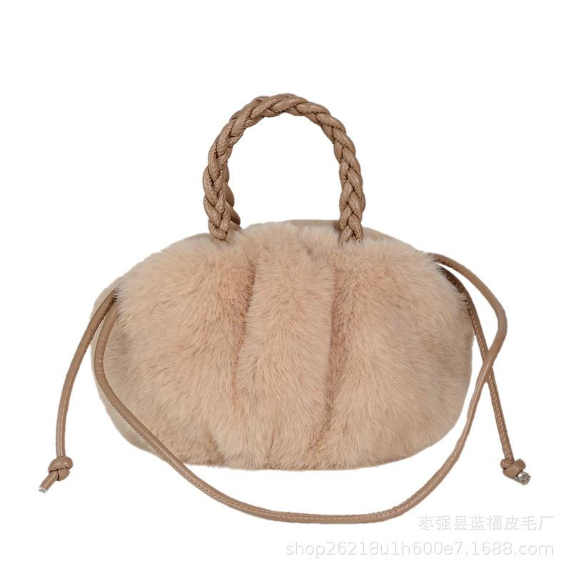Pumpkin Crossbody Cloud Bag: New Style, Imitation Fur, Fashionable & Versatile