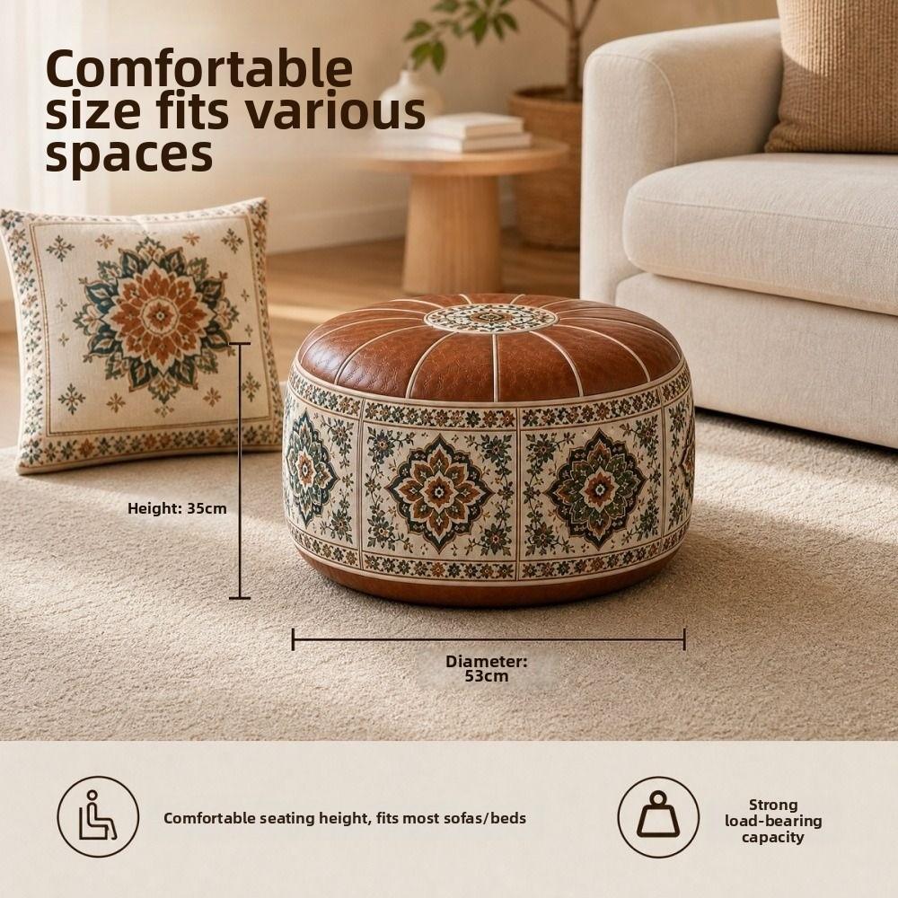 Fillable Design Ottoman Pouf Boho Pattern Storage Ottoman New Footstool Cover  Home Use
