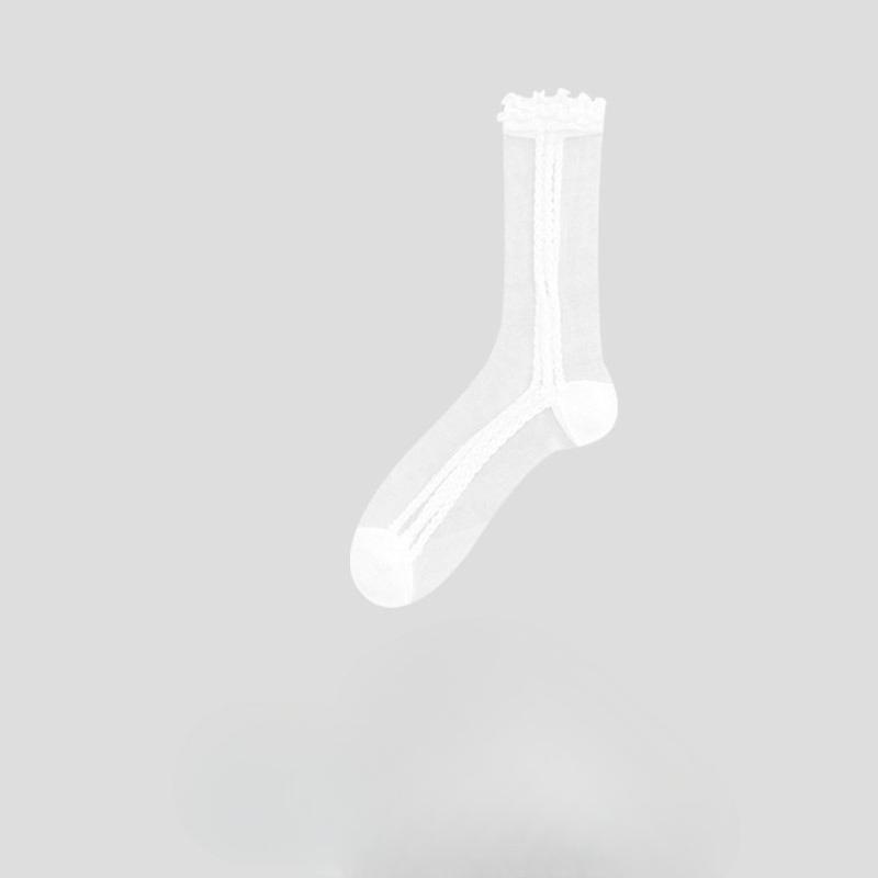 Bows Lace White Socks for Women in Spring and Summer, Light Style, Breathable, Princess Style, Lace Fabric, Icy Socks
