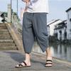 Pantaloni Capri in Cotone e Lino Pantaloni Estivi Sottili in Lino Pantaloni Casual da Spiaggia Pantaloni Corti da Uomo