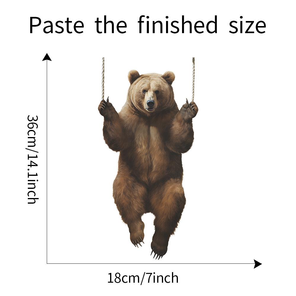 Cartoon Cute Brown Bear Static Cling UV Window Sticker for Glass Door Background Decoration Kids Room Home Decor