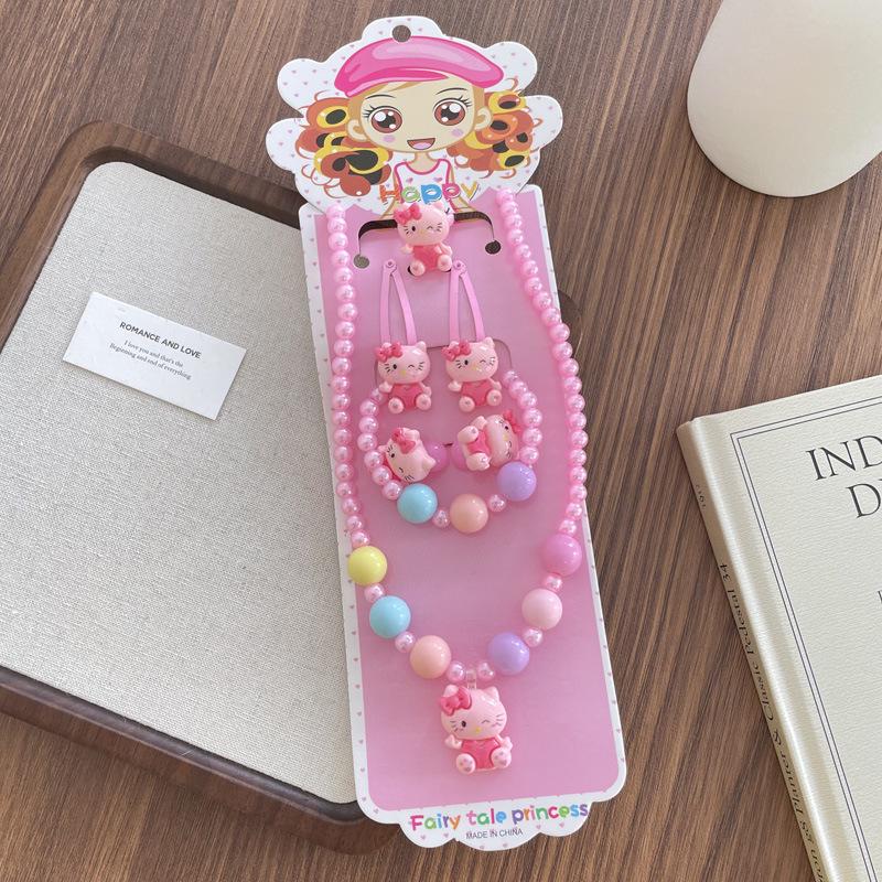 

Трансграничный мультяшный набор украшений для девочек: Жемчужное ожерелье, браслет и резинка для волос - Коллекция «Принцесса Пинк»