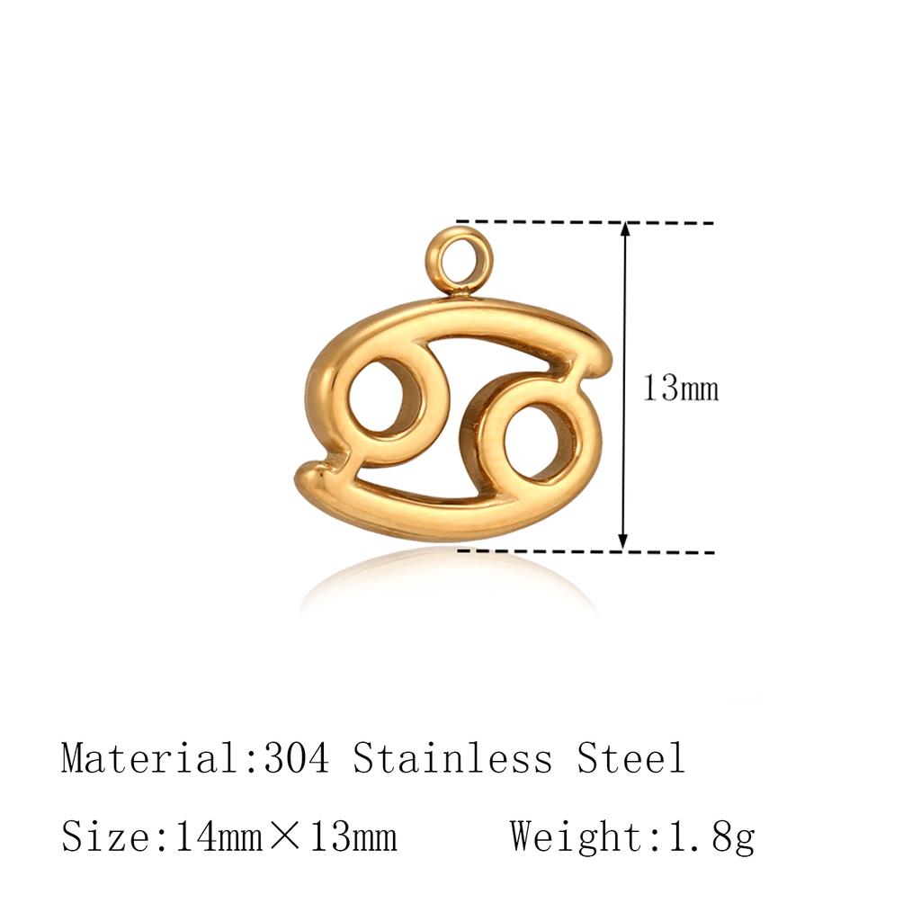 3Pcs Zodiac Charms 18K Gold-Plated Stainless Steel Twelve Constellation Pendants DIY Jewelry Making