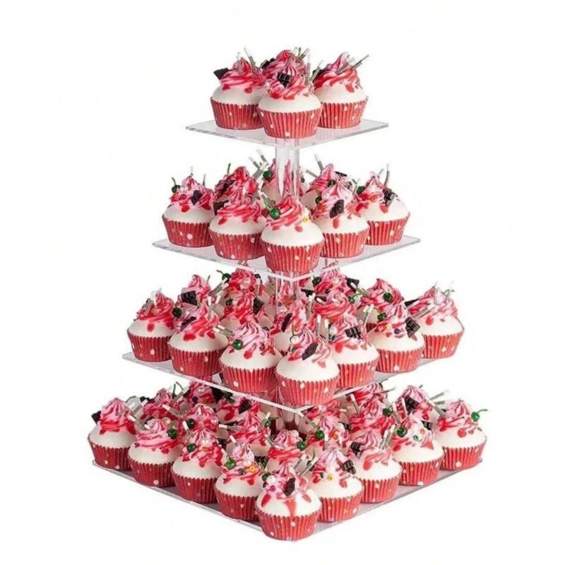 3/4/5 Tier Acrylic Wedding Cake Stand - Crystal Cupcake Display Shelf with LED Light - Perfect Party Decor Serving Platter